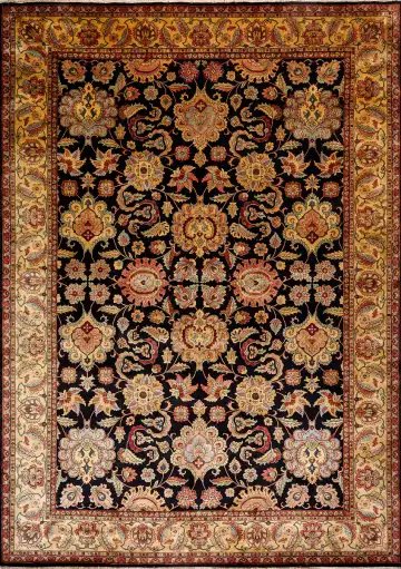 Ковёр Агра 17795 — чёрный и золотистый, с медальоном