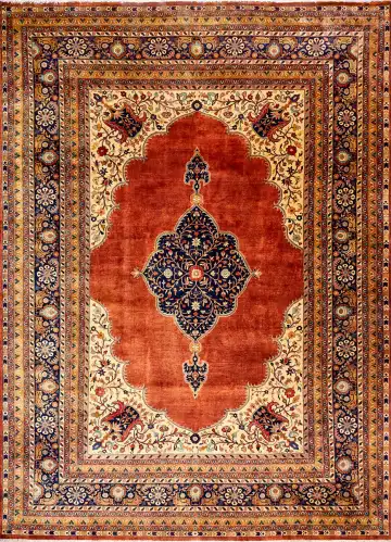 Ковёр Агра 17797 — красный и чёрный, с медальоном