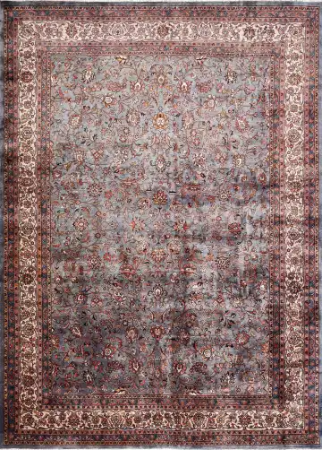 Ковёр Агра 17803 — голубой и коричневый, винтажный рисунок