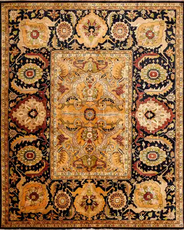 Ковёр Агра 17805 — чёрный и золотистый, с медальоном