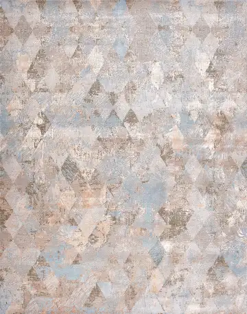 Ковёр Dazzle 17850 — кремовый и голубой, геометрический рисунок