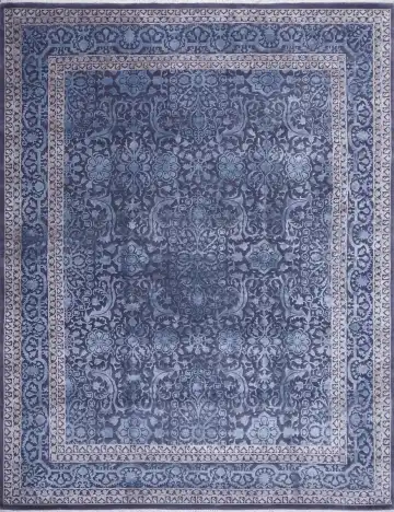 Ковёр Агра 17907 — синий и белый, растительный рисунок