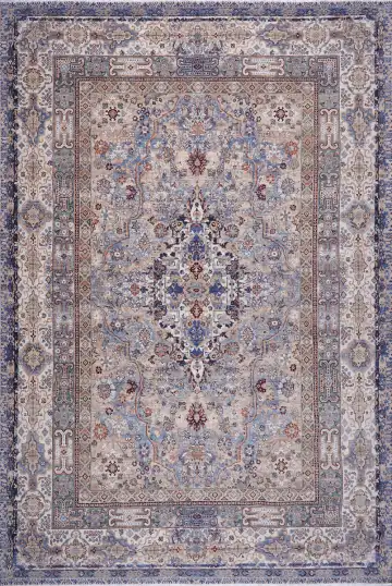Ковёр Bliss 17909 — синий и бежевый, восточный орнамент
