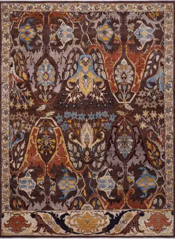 Ковёр Bidjar 17911 — коричневый и голубой, с медальоном