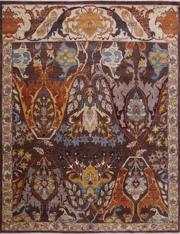 Ковёр Bidjar 17914 — коричневый и голубой, с медальоном