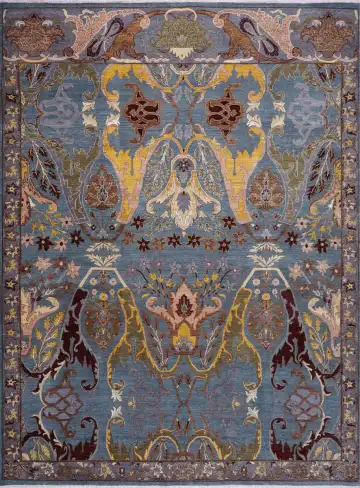 Ковёр Bidjar 17916 — голубой и жёлтый, восточный орнамент