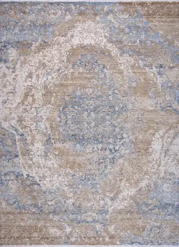 Ковёр Bliss 17927 — коричневый и голубой, с медальоном