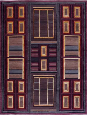 Ковёр Shape 17959 — бордовый и жёлтый, с медальоном