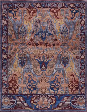 Ковёр Bidjar 17972 — голубой и коричневый, восточный орнамент