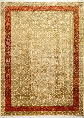 Ковёр Агра 1807 — красный и кремовый, с медальоном
