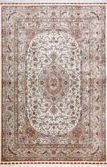 Ковёр Хереке 18108 — кремовый и бордовый, с медальоном