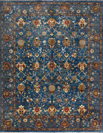 Ковёр Suzani 18132 — синий и золотистый, восточный орнамент