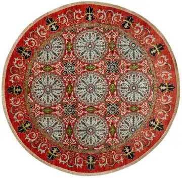 Ковёр Suzani 18136 — красный и белый, с медальоном