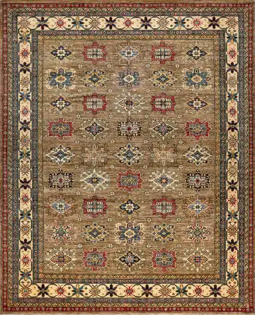 Ковёр Казах 18138 — коричневый и красный, с медальоном