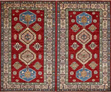 Ковёр Казах 18150 — красный и синий, восточный орнамент