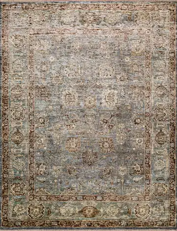 Ковёр Bliss 18225 — серый и голубой, восточный орнамент