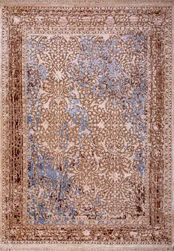 Ковёр Bliss 18250 — коричневый и синий, растительный рисунок