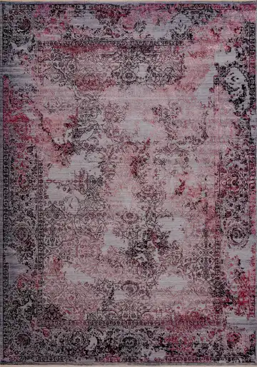 Ковёр Illusion 18259 — розовый и чёрный, винтажный рисунок