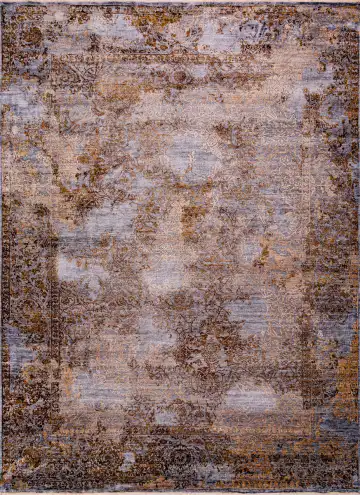 Ковёр Illusion 18261 — голубой и коричневый, винтажный рисунок