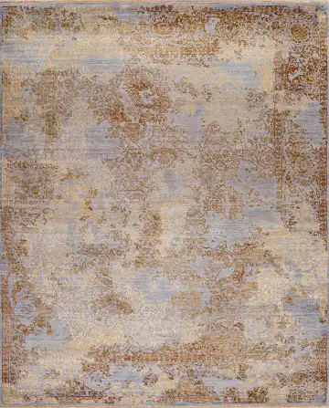 Ковёр Illusion 18267 — голубой и золотистый, винтажный рисунок
