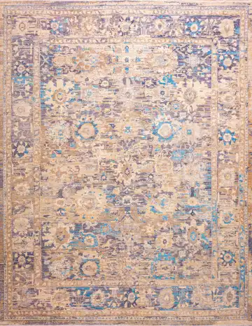 Ковёр Bliss 18532 — бежевый и голубой, растительный рисунок