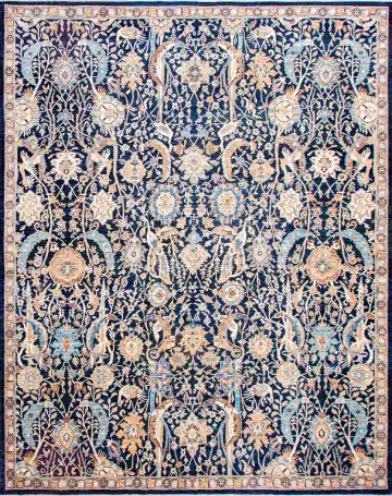 Ковёр Suzani 18533 — синий и кремовый, растительный рисунок
