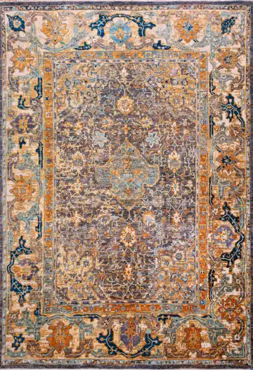 Ковёр Bliss 18542 — жёлтый и голубой, растительный рисунок