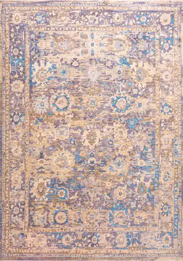Ковёр Bliss 18544 — кремовый и голубой, растительный рисунок
