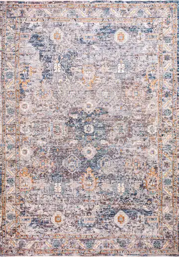 Ковёр Bliss 18548 — бежевый и голубой, растительный рисунок