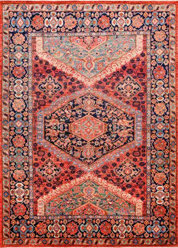 Ковёр Казах 18575 — красный и чёрный, с медальоном