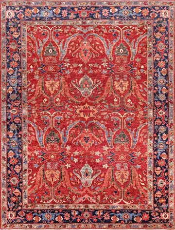 Ковёр Bidjar 18576 — красный и синий, восточный орнамент