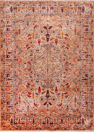 Ковёр Suzani 18604 — коричневый и красный, с медальоном