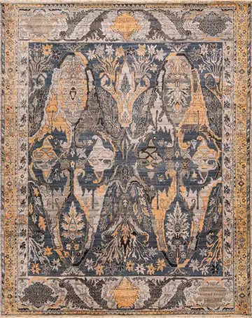 Ковёр Bidjar 18625 — чёрный и кремовый, восточный орнамент