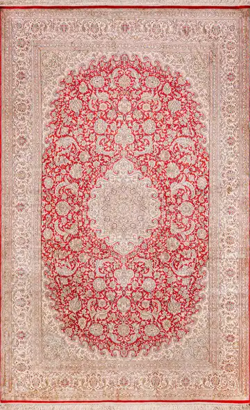Ковёр Кашмир 18639 — красный и бежевый, с медальоном