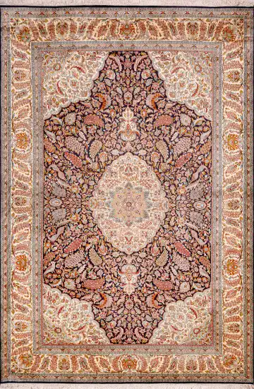 Ковёр Кашмир 18642 — красный и бежевый, с медальоном