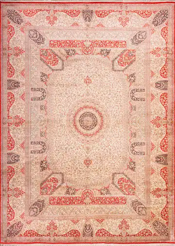 Ковёр Кашмир 18667 — красный и бежевый, с медальоном