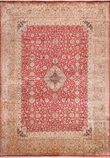 Ковёр Кашмир 18668 — красный и серый, с медальоном