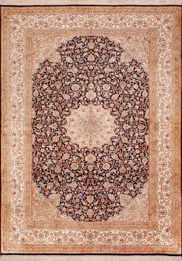 Ковёр Кашмир 18672 — коричневый и кремовый, с медальоном