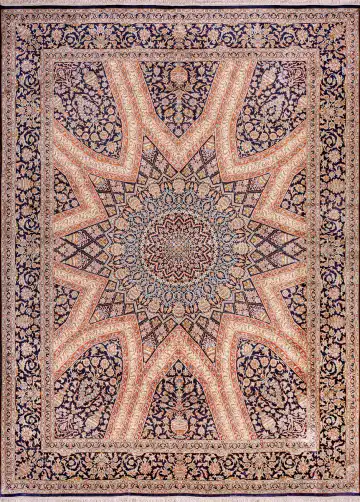 Ковёр Кашмир 18673 — чёрный и кремовый, с медальоном