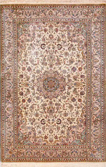 Ковёр Кашмир 18681 — кремовый и коричневый, с медальоном