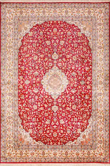 Ковёр Кашмир 18695 — красный и кремовый, с медальоном