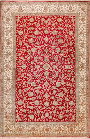 Ковёр Кашмир 18696 — красный и кремовый, растительный рисунок