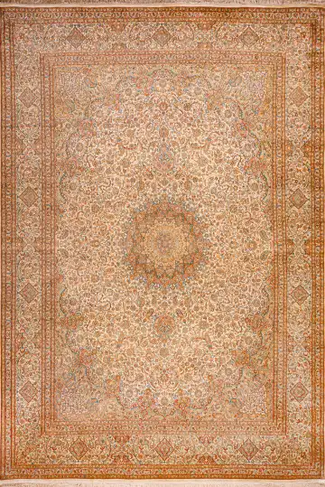 Ковёр Кашмир 18700 — кремовый и оранжевый, растительный рисунок