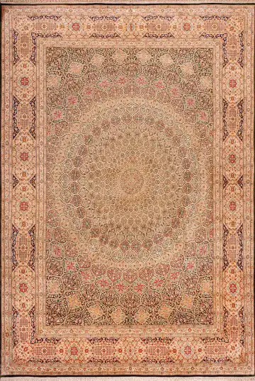 Ковёр Кашмир 18701 — кремовый и оранжевый, растительный рисунок