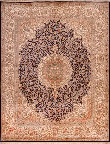 Ковёр Кашмир 18705 — оранжевый и чёрный, с медальоном