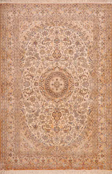 Ковёр Кашмир 18709 — кремовый и оранжевый, растительный рисунок