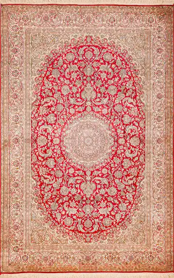 Ковёр Кашмир 18711 — красный и кремовый, с медальоном