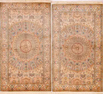 Ковёр Кашмир 18713 — голубой и кремовый, с медальоном