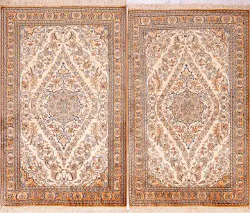 Ковёр Кашмир 18714 — кремовый и оранжевый, растительный рисунок