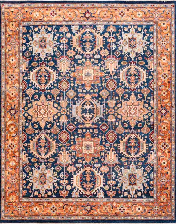 Ковёр Агра 18750 — синий и коричневый, с медальоном